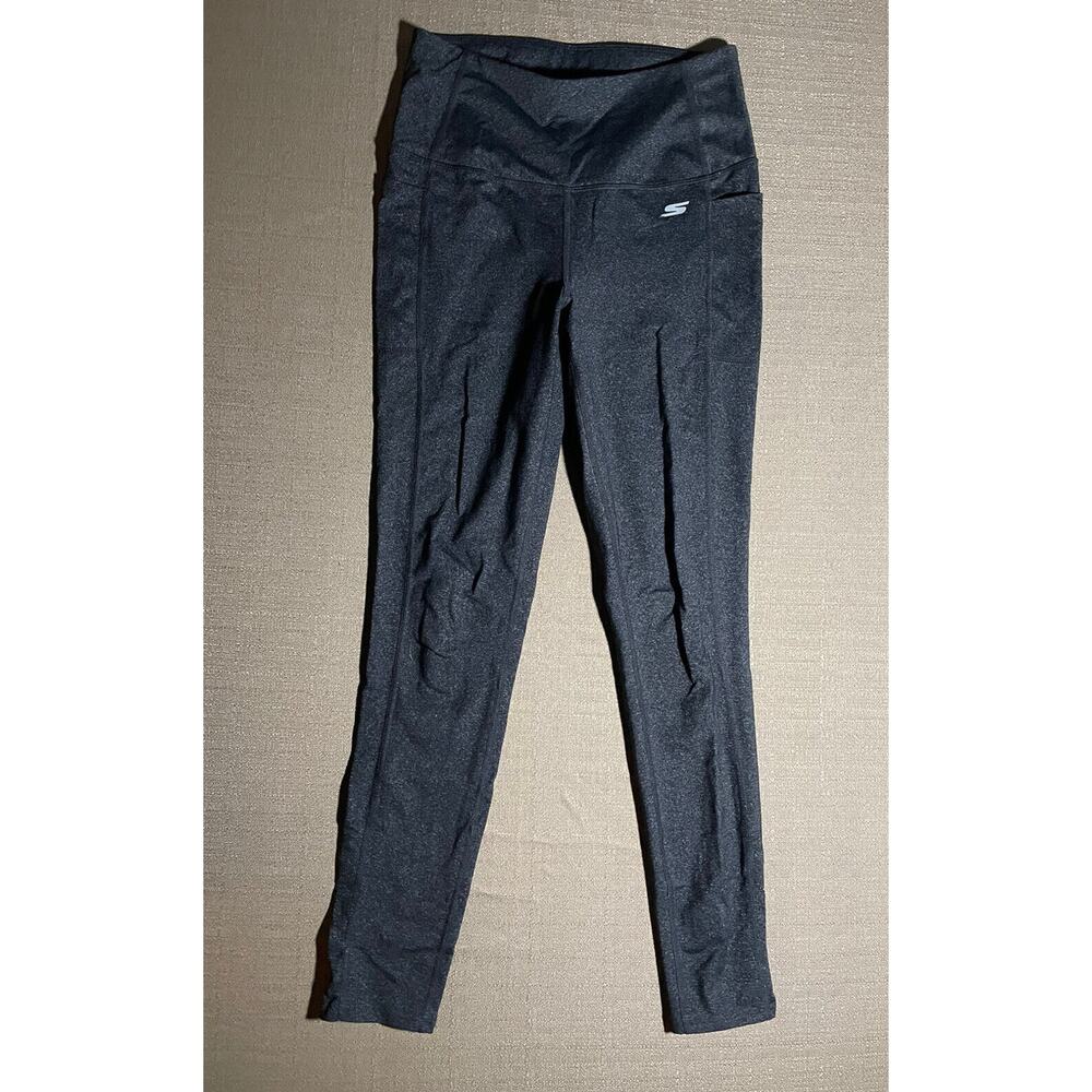 Skechers Women’s XS Leggings Workout High Waisted Dark Grey Side Pockets Logo